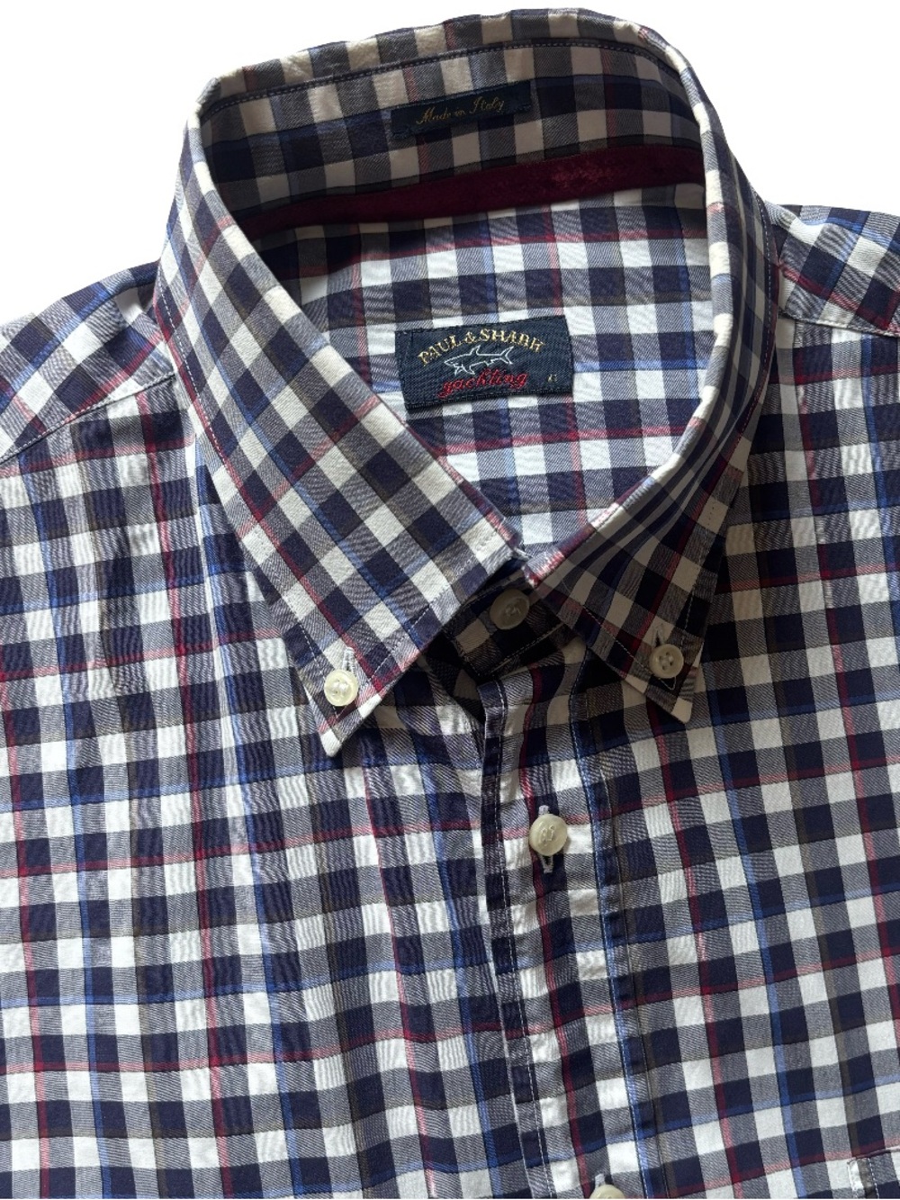 Paul & Shark Checkered Long Sleeve Button Up Shirt Size 16